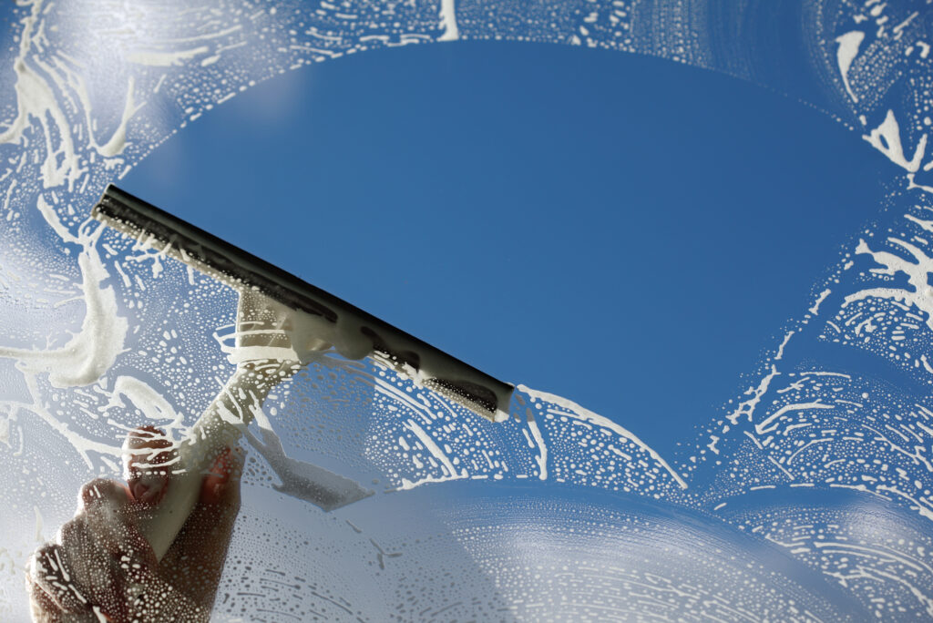 professional window washer